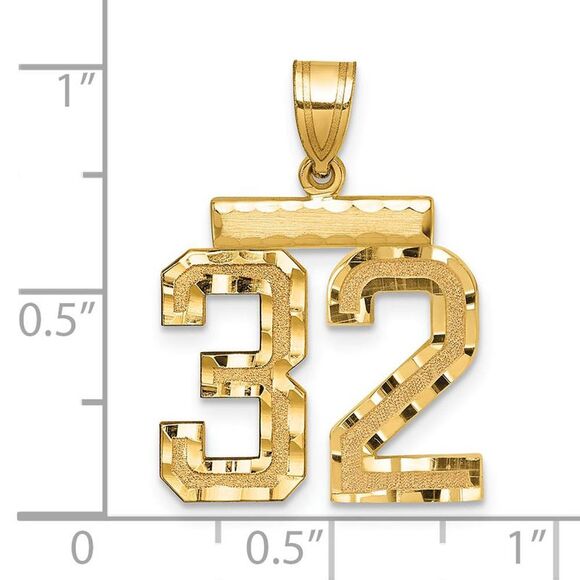 14K Yellow Gold, Varsity Collection, Medium D/C Pendant Number 32 - Picture 2 of 3